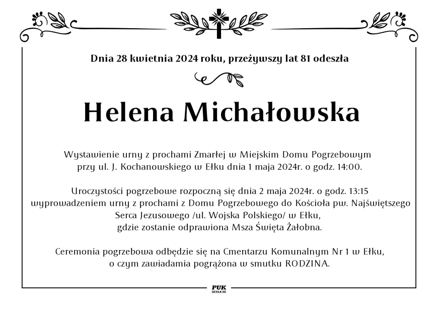 Helena Michałowska - nekrolog